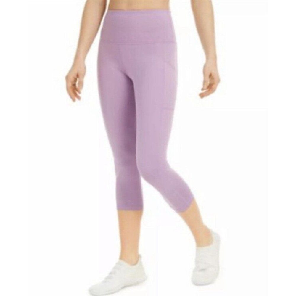 Ideology Rhapsody Purple Compression High Rise Side Pocket Cropped Leggings S
